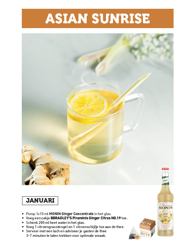 Gember thee recept voor horeca. Winterse thee met gember en citroen
